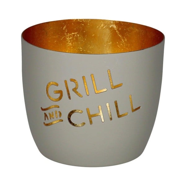 Windlicht "Madras - Grill & Chill" - M (Grau/Gold) von Gift Company