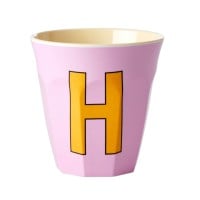 rice Melamin Becher "Buchstabe H" - Medium (Rosa)