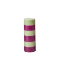 rice Stumpenkerze "Striped - 15 cm (Soft Green)