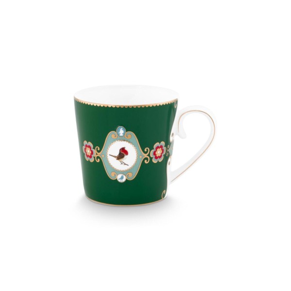 Pip Studio Tasse "Love Birds Medallion" - 250 ml (Dunkelgrün)