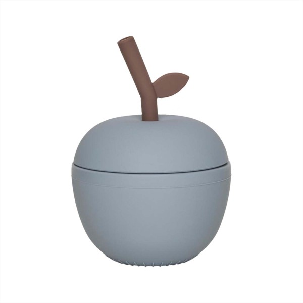 OYOY Mini Apfel-Tasse mit Strohhalm (Dusty Blue)