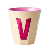 rice Melamin Becher "Buchstabe V" - Medium (Creme)