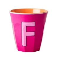 rice Melamin Becher "Buchstabe F" - Medium (Pink)