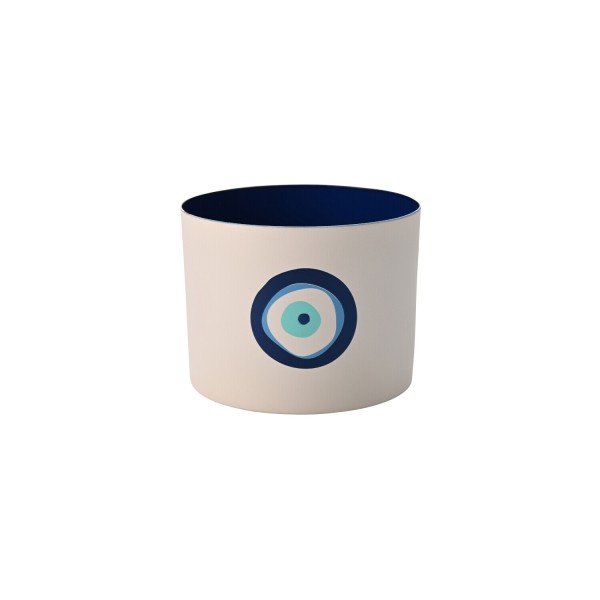 Windlicht "Goa - blaues Auge" (Weiß/Dunkelblau) von Gift Company