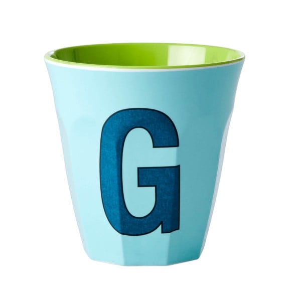 rice Melamin Becher "Buchstabe G" - Medium (Mintblau)