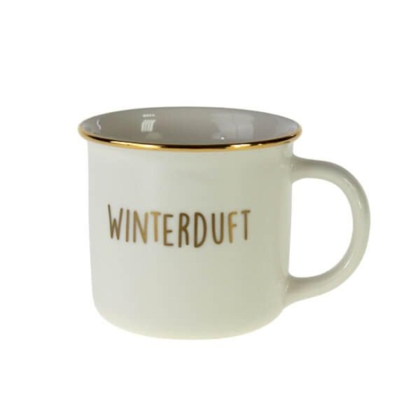 Becher mit Henkel "Winterduft" - 350 ml (Weiß/Gold) von Werner Voss