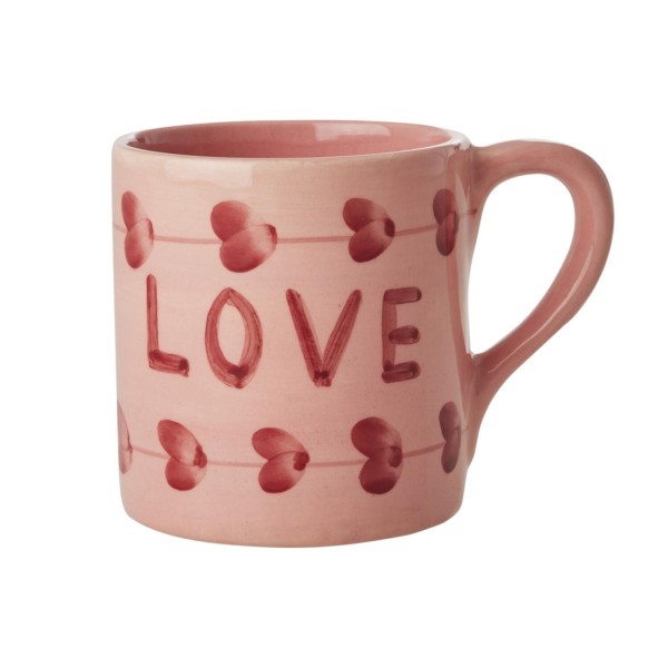 rice Keramik Tasse "Love" (Pink/Rot)