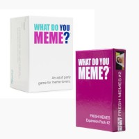 Partyspiel-Set "What do you meme? (US) + Erweiterung Fresh Memes #2 (US)" von HUCH!