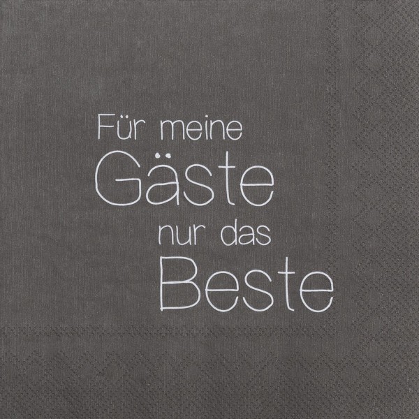 Papierservietten "Für meine Gäste nur das Beste" (Grau) von räder Design