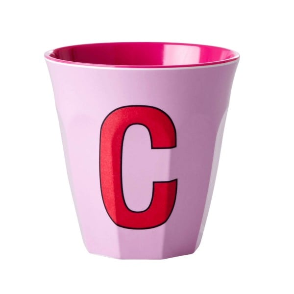 rice Melamin Becher "Buchstabe C" - Medium (Rosa)