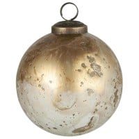 Ib Laursen Weihnachtskugel "Pebbled" - ø 9,5 cm (Weiß/Gold)