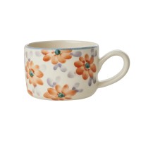 rice Keramik Cappuccino-Tasse "Flowers" (Bunt/Orange)