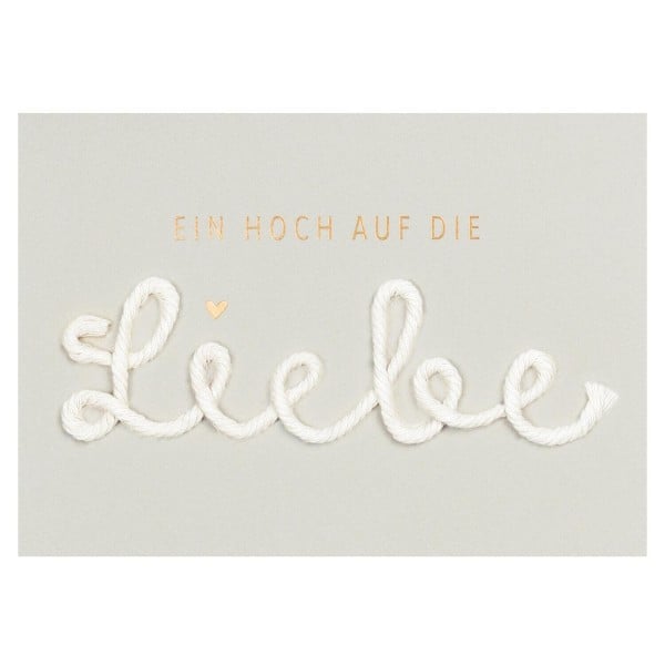 Kordelkarte "Ein Hoch auf die Liebe" (Grau) von räder Design