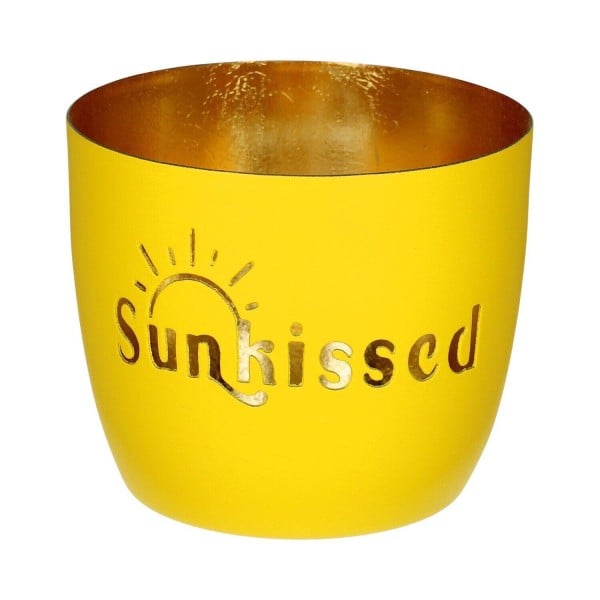 Windlicht "Madras - Sunkissed" - M (Neongelb/Gold) von Gift Company