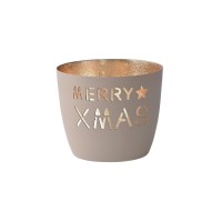 Windlicht "Madras - Merry Xmas" - M (Sandstein/Gold) von Gift Company