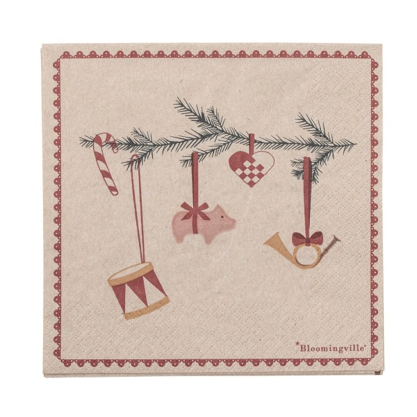 Bloomingville Papierservietten "Yule" - 33x33 cm (Rot)