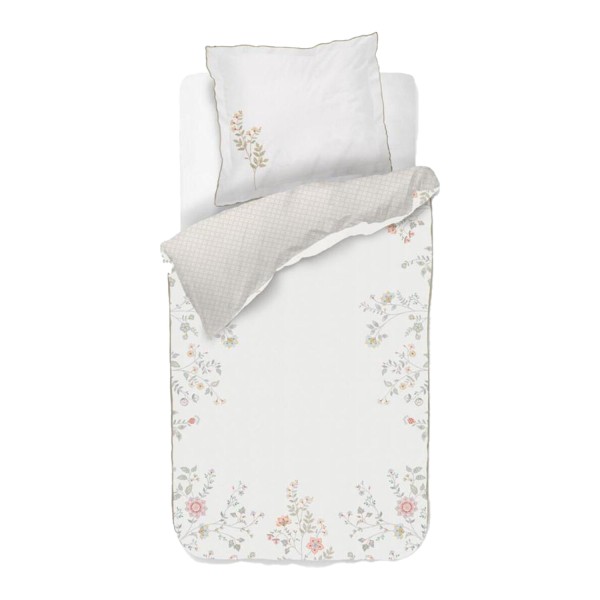 Pip Studio Bettwäsche-Set "Campo de Flores" - 155x220 cm & 80x80 cm (Off White)