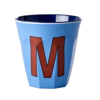 rice Melamin Becher "Buchstabe M" - Medium (Taubenblau)