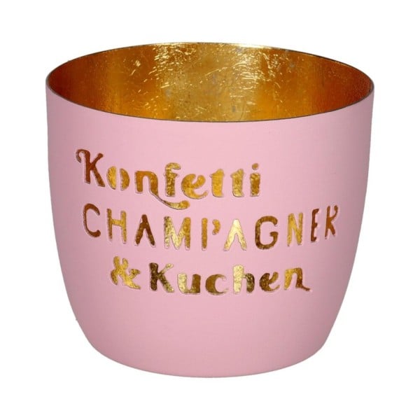 Windlicht "Madras - Konfetti, Champagner & Kuchen" - M (Rosa/Gold) von Gift Company