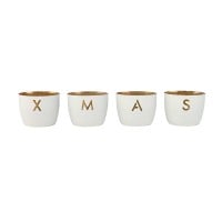 Windlicht "Madras mit Motiv Xmas" im 4er-Set - XS (Weiß) von Gift Company