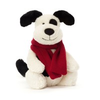 Jellycat Kuscheltier Hund "Bashful Winter Puppy" - 31 cm (Weiß/Schwarz)