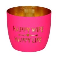 Windlicht "Madras - Happy wife, happy life" - M (Pink/Gold) von Gift Company